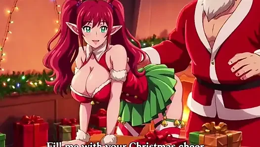 Noel Baba Noel'de büyük memeli orta yaşlı seksi kadına özel hediye veriyor