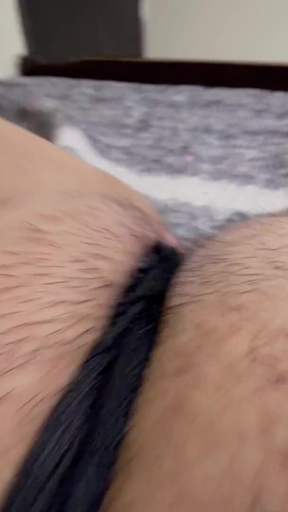 Gets aroused by doing cameltoe in her big pussy | Clip 1