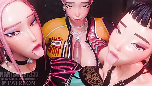 Rumi Mira Zoey Huntrix Triple Titjob 3D