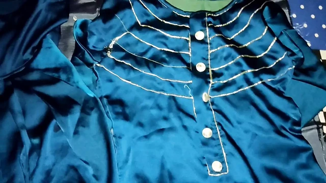 Cum on satin silky blue suit salwar of nurse  (75)