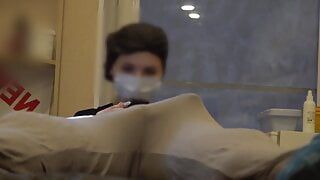 Bulge dick flash at a beautician appointment