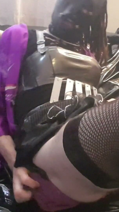 CD anal slut cumming hard on the sex machine - deep hard anal orgasm - moaning bitch in mask | Clip 1
