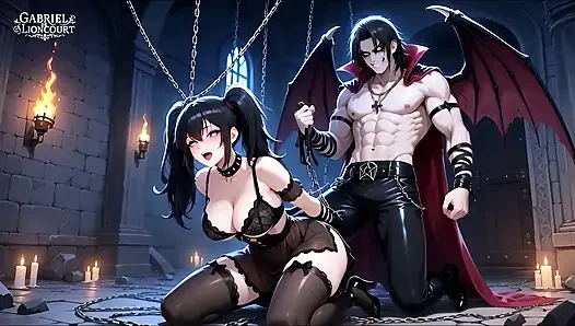 Goth Girl Bound by Vampire Lord - BDSM Monster Hentai