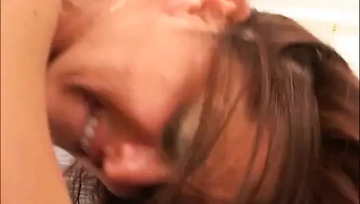 Sexy Housewife MILF with Hairy Pussy Fucked Hard and Cummed in Mouth by Husband