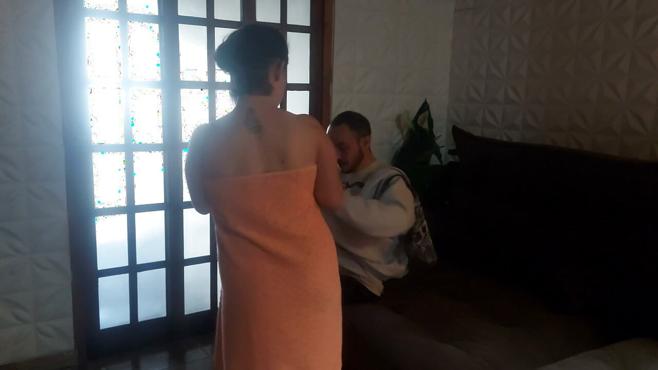 Married Woman Meets the Delivery Guy Wearing Only A Towel