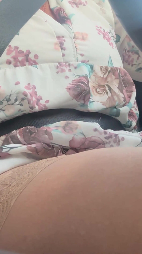 Hot elegant mature wife shows off her sexy legs in stockings as she drives to the office | Clip 1