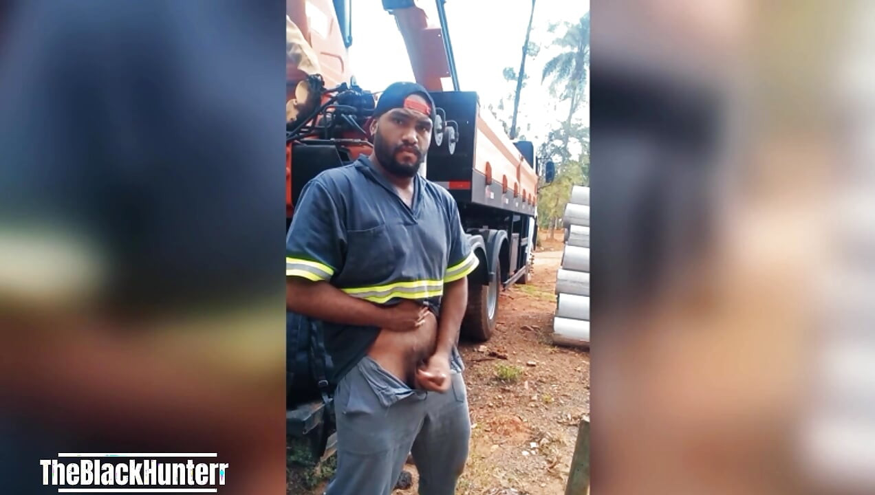 Worker Masturbating at the Construction Site Hidden Behind the Company Truck
