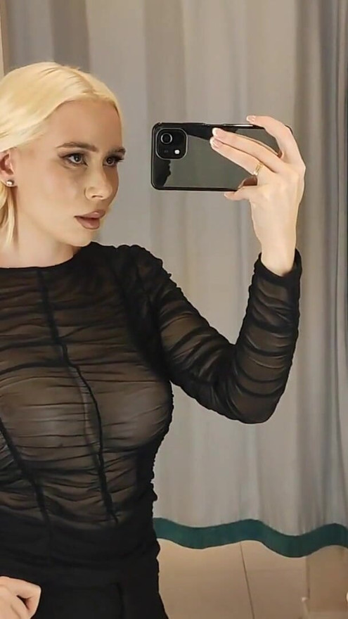 Completely See Through Clothes, Try On Haul Transparent Clothes, at the fitting room | Clip 1