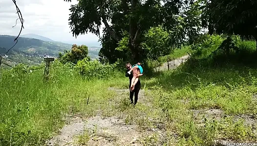 Captured Princess Hogtied Weak in Outdoor Bondage