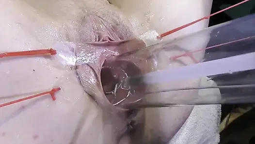 Far Spread Pussy Close up Fucking with Lamp 1000watt