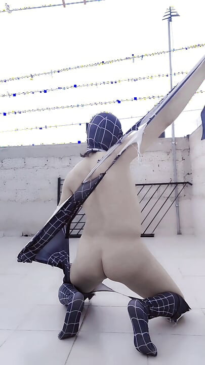 Spider-Man showing his ass on the roof