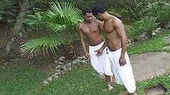 Pretty Latinos love to get down and dirty outdoors and blow and fuck each other at their finest