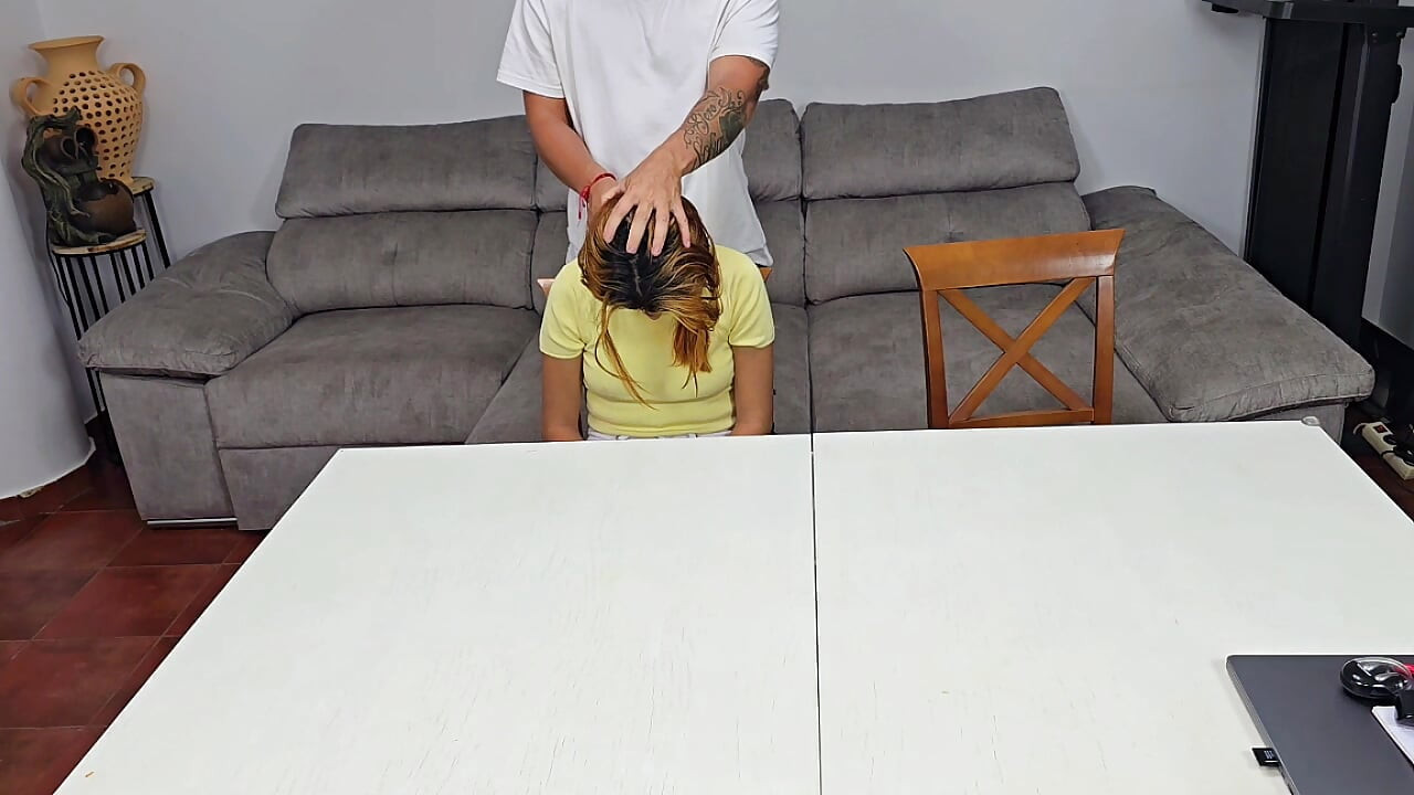Stepsister asks me to fuck her but to help her with the homework I cum on her feet