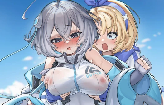 두 소녀의 레즈 플레이에 붙어있는 남자