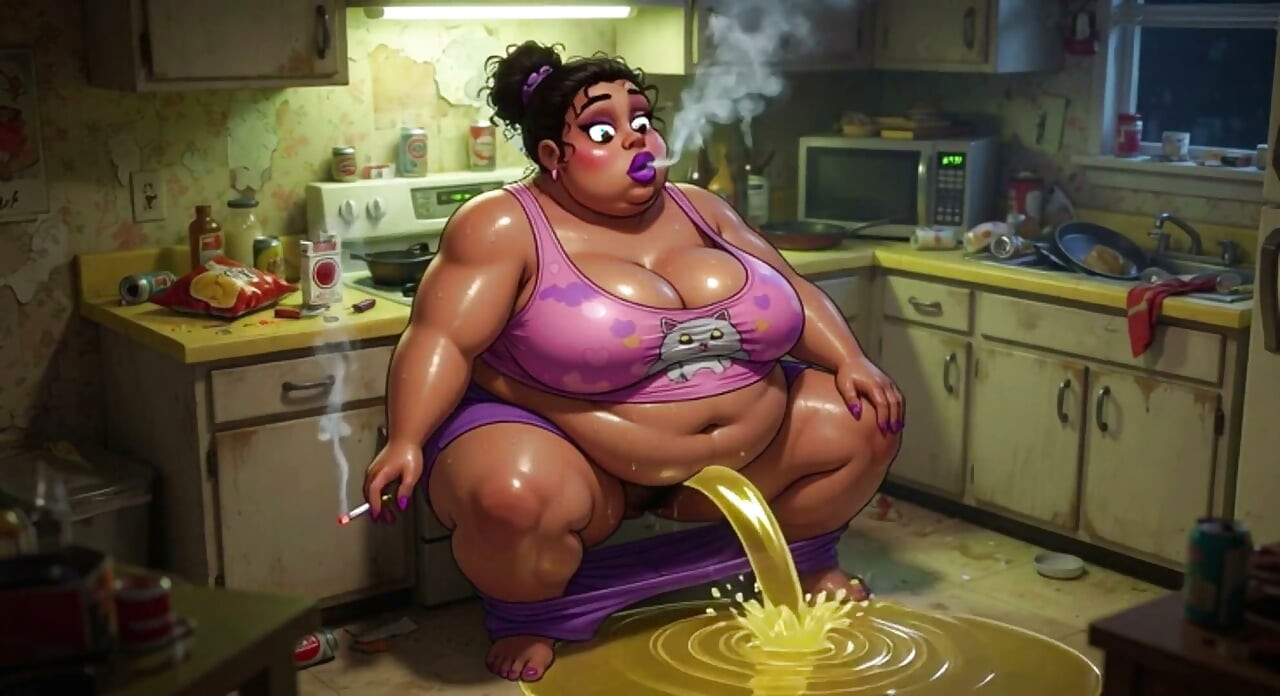 Very Pregnant BBW Smoking While Peeing - Big Belly & Dripping Pussy