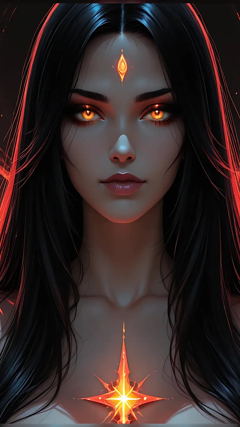 Shadow Assassin Warrior Woman with Jet Black Hair and Amber Eyes Dark Fantasy Portrait Ai Art Slideshow