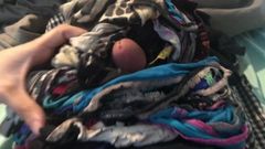My cock covered in 32 pairs of Brittanys dirty panties
