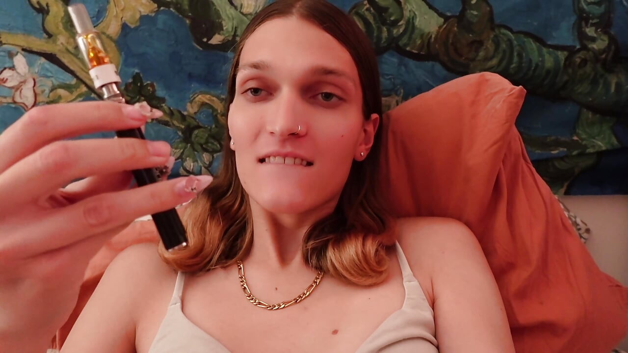 Trans Goddess Akira Rabbit Fucks Herself With Her Biggest Dildo and Cums