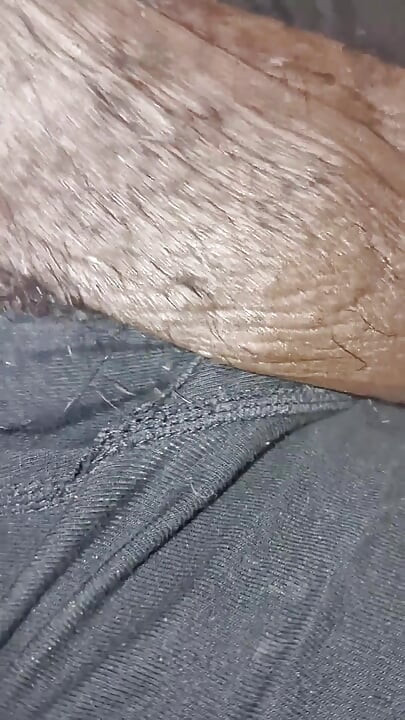 Stroking Big Black Uncut Dick Through Underwear