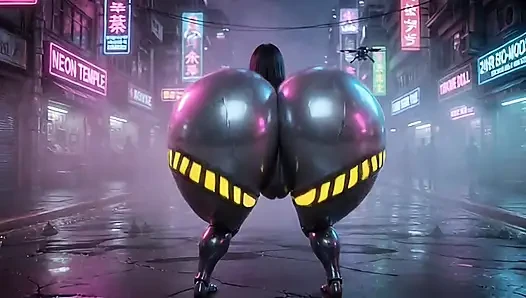 sexy curvy robot pleasing her master