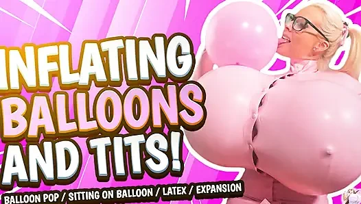 Lateks kıyafetli balonlar ve memeler! Balon patlatma balonların ne kadar heyecan verici olabileceği harika