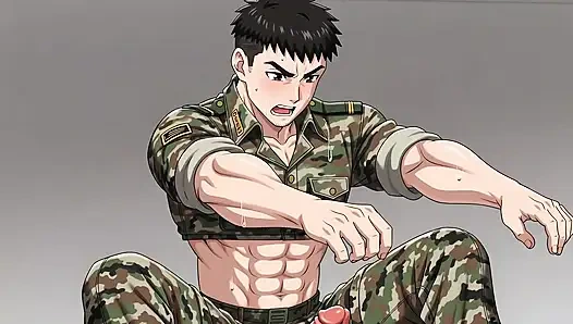 Die bewegung des soldaten mit großem schwanz