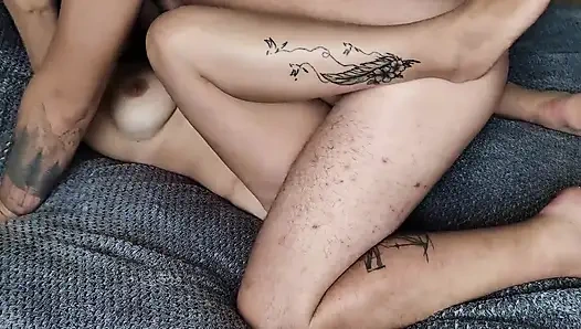 Mutual Masturbation with Busty Stepsister and Fuck She's Tight Hairy Pussy After