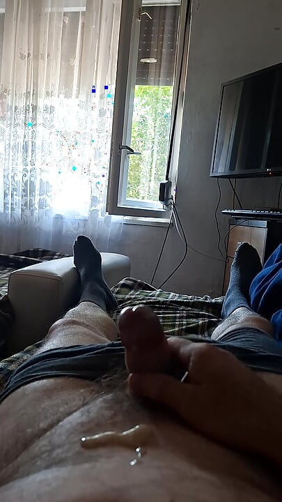 Cum on bed.