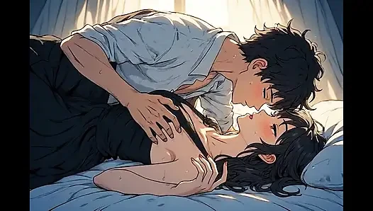 Yakın çekim öpüşme animasyonunda 3 boyutlu çizgi film, yapay zeka tarafından oluşturulan çizgi film içeriği, 18 yaşındaki anime kızın sansürsüz videosu