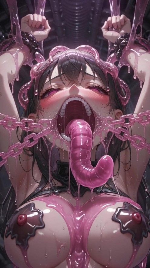 Anime wife gets satisfied by slime | Clip 1