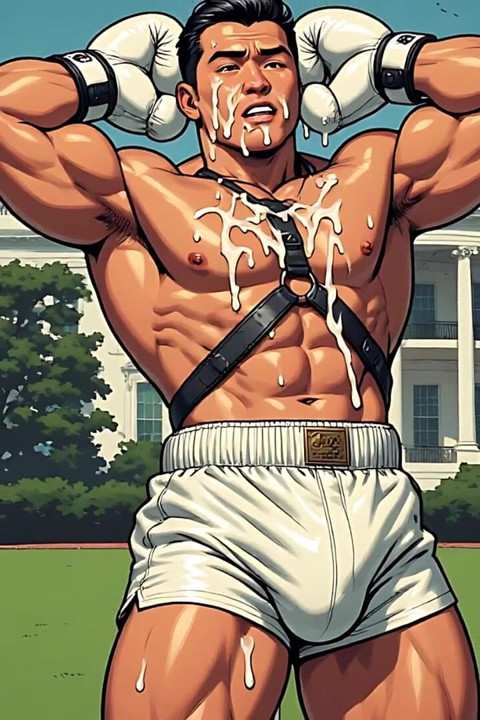 Asian Cum Covered Muscle Men Art