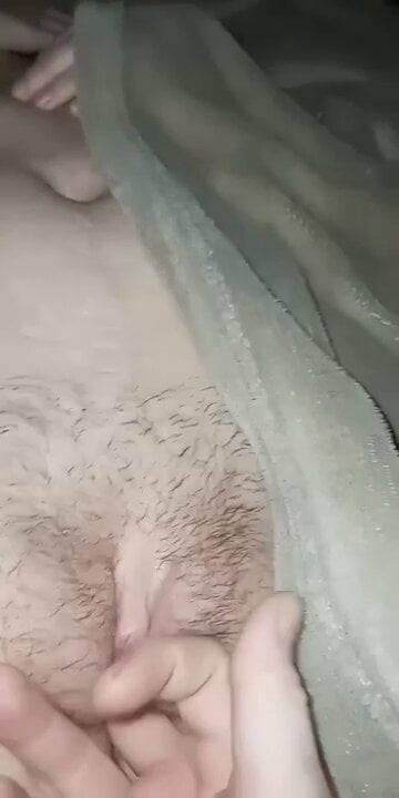 Fingering her wet pussy after fucking for hours