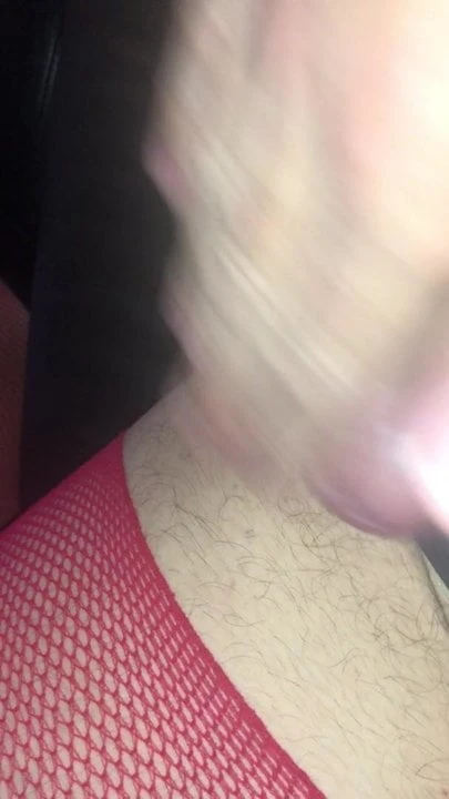 Hard cock, cock ring, fishnets, heels, butt plug