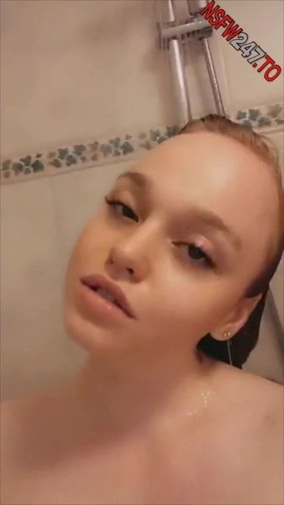 Big boobs blonde shower