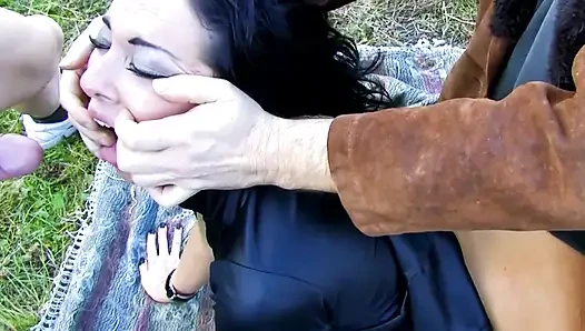 Slutty Busty Teen Gets Fucked Ina Double Penetration by Two Guys