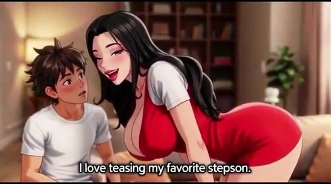 Sexy stepmom seduce her young step son with her big boobs and ass