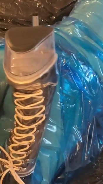 Jaw-dropping moment from "Blue Transparent PVC Plastic Masturbation"