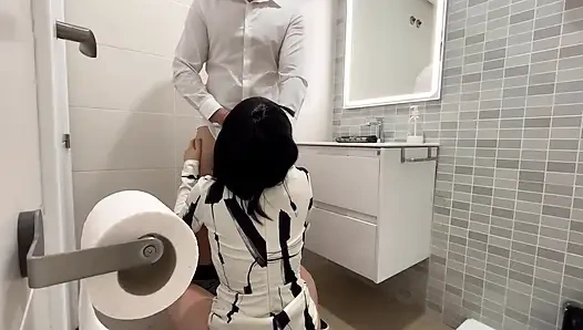 I tell the restaurant waiter that I'll wait for him in the bathroom to fuck him and give him a blowjob until he finishes cumming