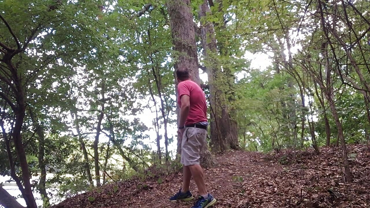 Public Woods Jerk Off on Hiking Trail, Zipper Flash, Hard Cock Stroking, Big Cumshot and Face