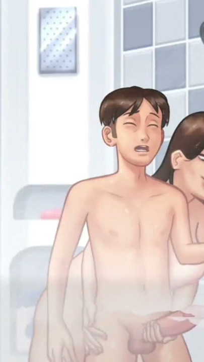 Debbie milks Anons huge cock in the shower - summertime saga gameplay | Clip 2