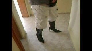 Men in womens Boots masturbation!