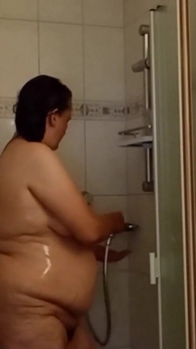 53-year-old BBW in the shower – do you want to watch me? | Clip 3