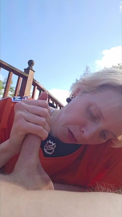Memorable moment from "Hockey Mom gives outdoor blowjob!"