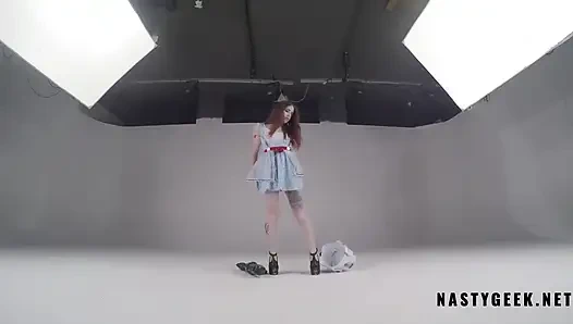 Horny Alice in the wonderland get striptease and squirt in cam