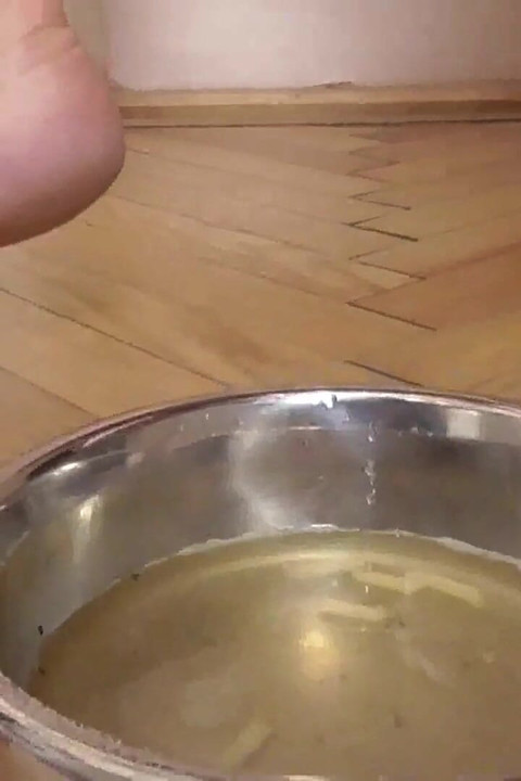 The slave gets to lick her feet before eating