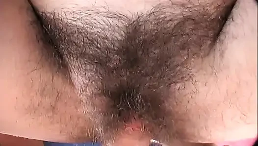 Horny hairy cutie petite gets cum on her hairy snatch