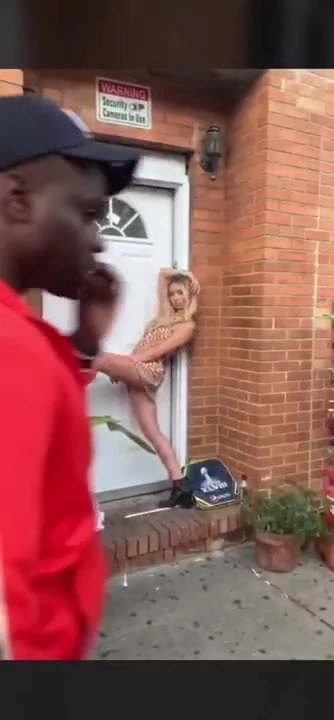 Sexy girl falls to the ground