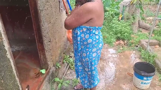 Hot Step Mom Bathing Outdoor