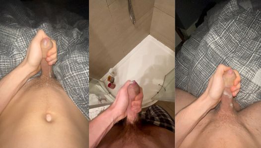 Kompilacja spermy - łóżko, orgazm w łazience z ogromnym kutasem