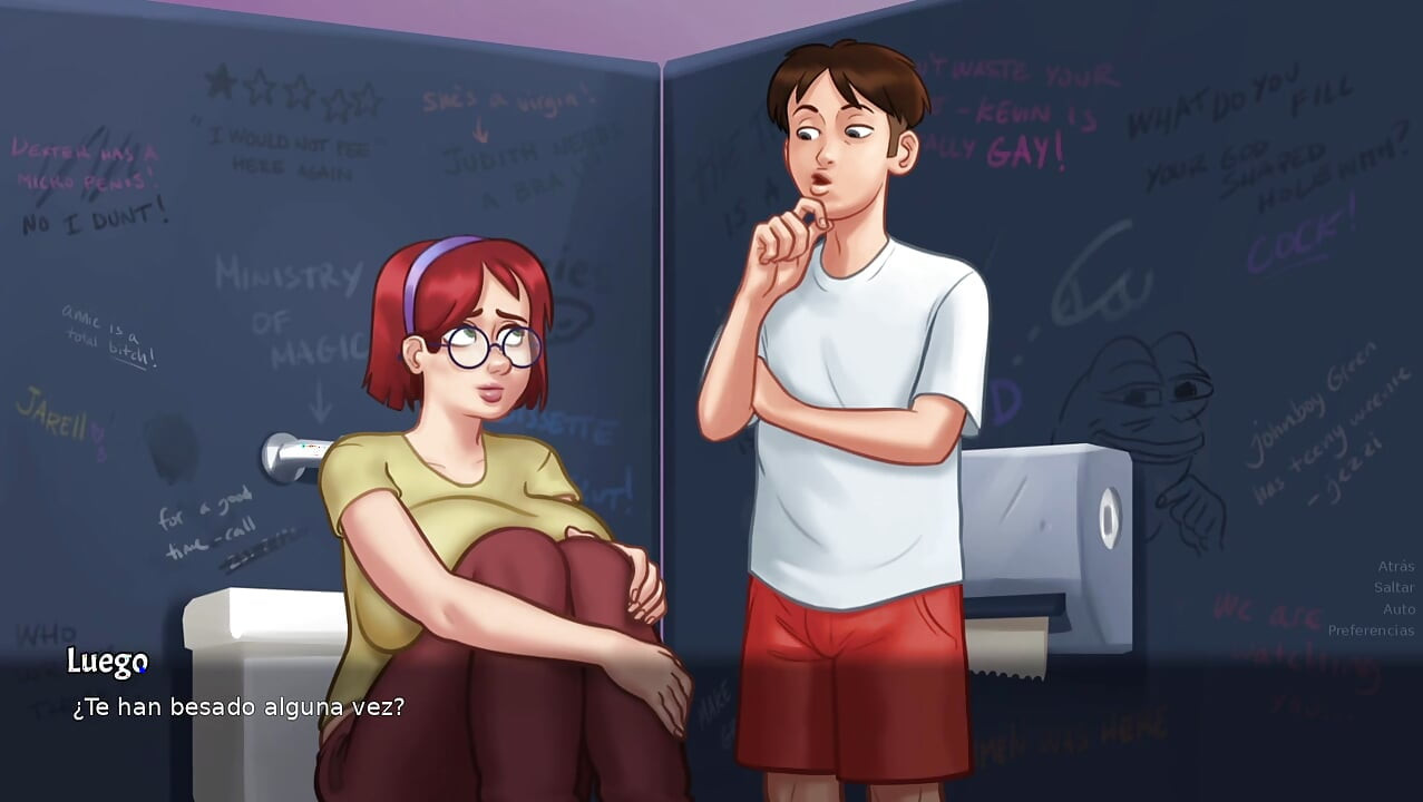 Sex games with my best friend in the college bathroom without anyone knowing - summertime saga